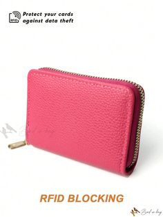 Bird in Bag - Premium RFID Blocking 11-Card Business Card Holder Wallet with Multi Card Compartments, Coin Purse, and Organizer for Men and Women – Ideal for Everyday Shopping, School Trips, and Credit Card Storage (Rose Red) Pink Bifold Coin Purse For Everyday, Pink Coin Purse With Interior Card Slots, Pink Bifold Coin Purse, Everyday Pink Bifold Coin Purse, Pink Coin Purse With Card Slots For Daily Use, Pink Card Holder With Zipper Closure As Gift, Pink Bifold Wallet With Card Slots, Pink Wallets With Rfid Blocking For Daily Use, Pink Rectangular Coin Purse With Rfid Blocking