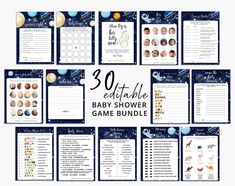 the baby shower game bundle with space theme