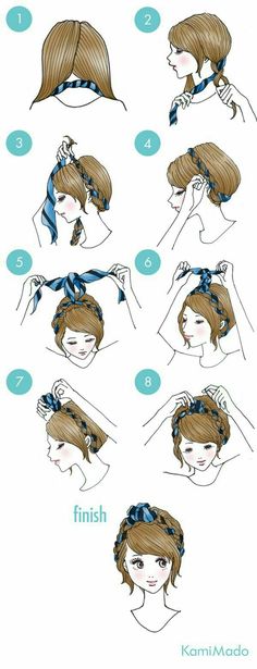 Bandana Hairstyles, Hair Designs, Scarf Hairstyles, Hair Updos, Diy Hairstyles, Up Hairstyles, Pretty Hairstyles