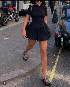 Bubble Dress Outfit, Black Dress For Summer, Ad Aesthetic, Ootd Simple, Ny Outfits, Cute Black Dress, Bubble Skirt, Dress For Summer