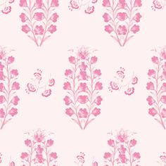 a pink and white floral wallpaper pattern