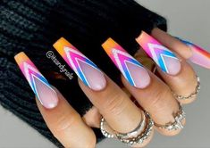 Summer Nails 2023, Nagellack Trends, Colorful Nail, Colorful Nails, Long Acrylic Nails Coffin, Nails 2023, Nail Styles, Bling Acrylic Nails