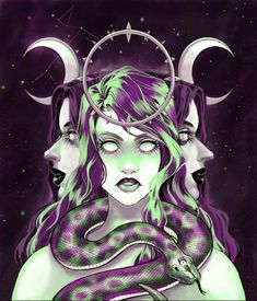 Hekate Hecate mother of Witches triple moon goddess keeper of the keys torch crossroads dark goddess Hippy Art, Goddess Magick, Paganism Spells, Witch Wallpaper, Norse Pagan, Magic Symbols