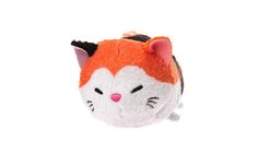 an orange and white cat stuffed animal on a white background