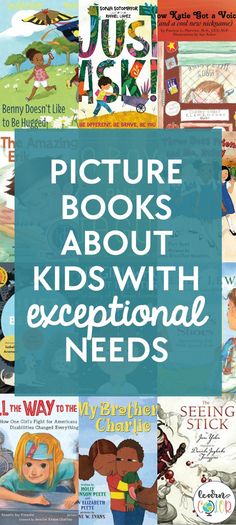 children's books about kids with exceptional needs are featured in this postcard book