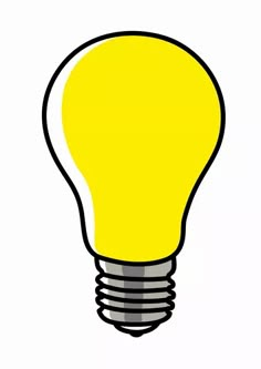 a yellow light bulb on a white background