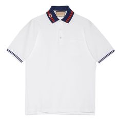 GUCCI Cotton piquet polo with Interlocking G 'White Blue' 658067-XJDI2-9692 Gucci Cotton Polo Shirt, Gucci Casual Collared Polo Shirt, Casual Gucci Cotton Polo Shirt, Casual Gucci Polo Shirt, Casual Gucci Collared Polo Shirt, Gucci Cotton Short Sleeve Polo Shirt, Classic Gucci Cotton Polo Shirt, Designer White Polo Shirt, Luxury White Short Sleeve Polo Shirt