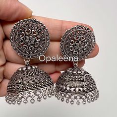 Stylish German silver jhumki silver chandbali ghungroo jhumki oxidised silver earrings Indian wear earrings punjabi earrings minimal silver jhumka. Length: 5.3 cms  Width: 3.2 cms Weight: 28 grams GIFT / PERSONALISED MESSAGE: Please provide the message within the NOTE TO SELLER section if you want to send this item with a GIFT/PERSONALISED MESSAGE CARD. We will follow the instructions and ship accordingly. IMPORTANT NOTE: We cannot accept any returns due to the nature of the product & hygiene fa Silver Earrings Indian, Punjabi Earrings, Oxidized Silver Earrings, Earrings Minimal, Earrings Indian, German Silver, Pretty Earrings, Oxidized Silver, Stunning Necklace