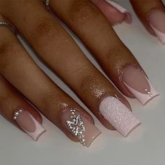 Pink French Press on Nails Medium Square Fake Nails luxury glitter Full Cover Glue on Nails with rhinestone Glossy butterfly nail charms Artificial Nails for Women Girls nail Decorations 24Pcs Summer Prom Nails, Square Acrylic Nails Designs Ideas, Short Nail Inspo Summer 2024, Acrylic Nails Graduation, Short Nail Ideas Summer 2024, Square Pink Nails, Graduation Nails, Finger Nail Art