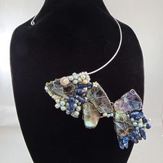 OOAK Wearable Art wrap around design necklace Maker’s Mark, Paua Shell, Wrap Around, Freshwater Cultured Pearls, Quartz Necklace, Silver Wire, Glass Pendants, Wearable Art, Freshwater Pearls