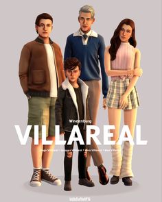 a group of people standing next to each other in front of a white background with the words villareall