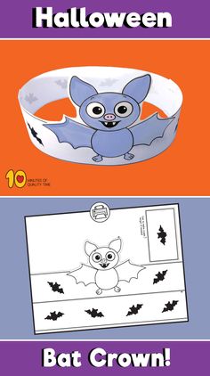 the halloween bat bracelet is shown with instructions for how to draw it and cut out