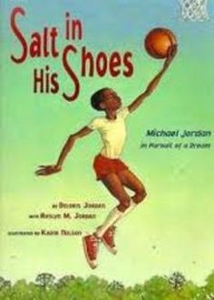 the book cover for salt in his shoes, with an image of a basketball player jumping up