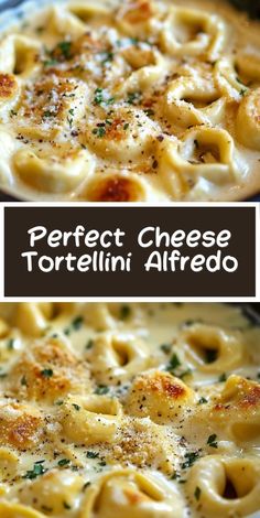 two pictures of different types of pasta and cheese