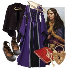 a fashion look from may 2012 featuring purple dress, black coat and shoes browse