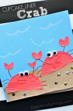 a crab craft made with construction paper and googly eyes