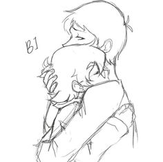 a drawing of two people hugging each other