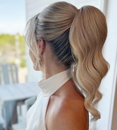 Ponytail Hairstyles Wedding Guest, Beautiful Ponytail Hairstyles, Ponytail Hairstyles Wedding, Hairstyles Wedding Guest, Retro Ponytail, Beautiful Ponytail, Hairstyles For Special Occasions, Wrap Around Braid, Bridal Updos