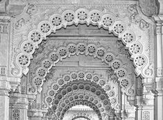 black and white photograph of an ornate archway