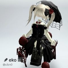 an animated image of a woman sitting in a chair with an umbrella over her head