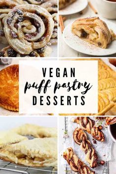 vegan puff pastry desserts collage with text overlay