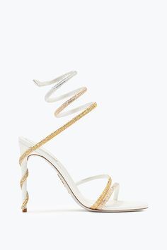 Margot Ivory Sandal With Degradé Crystals 105 Valentines Dresses, Biker Shoes, Ivory Sandals, Bridal Boots, Platform Mules, Platform Flats, Sandal Platform, Rene Caovilla, White Coral