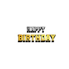 the words happy birthday written in yellow and black