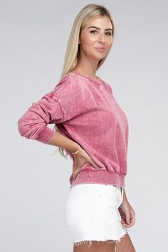 Introducing our French Terry Acid Wash Boat Neck Pullover - the epitome of casual chic. This pullover combines the comfort of French terry fabric with a fashion-forward acid wash finish. The boat neck adds a touch of elegance to your relaxed style, making it versatile enough for both lounging and casual outings. With its laid-back vibes and trendy design, this pullover is a must-have addition to your wardrobe, offering a cozy and effortlessly stylish look that stands out from the crowd.*Each ite Terry Fabric, French Terry Fabric, Comfy Tops, Real Style, Yacht Club, The Boat, Sheer Fabrics, Acid Wash, Relaxed Style