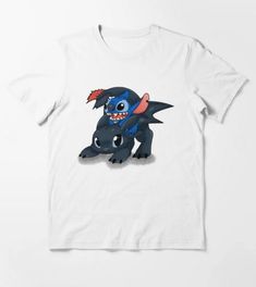 Stitch Toothless Crossover Design T-Shirt AL Stitch Toothless, Shirt Stays, Shirt Template, Yellow T Shirt, Toothless, Home T Shirts, Tank Top Hoodie, Trending Tshirts, Design T Shirt