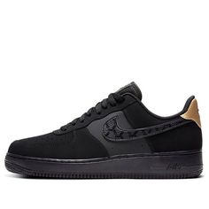 Nike Air Force 1 Black/Gold DH2473-001 (AF1/SNKR/Retro/Skate/Casual) Sporty Black Skate Shoes With Embossed Logo, Custom Black Sneakers With Embossed Logo For Sports, Urban Black Sneakers With Embossed Logo, Casual Black Nike Air Force 1 With Gum Sole, Black Custom Sneakers With Gum Sole For Streetwear, Black Nike Air Force 1 With Gum Sole, Nike Air Force 1 Black Urban Streetwear, Nike Custom Black Sneakers For Skateboarding, Nike Air Force 1 Black For Skateboarding