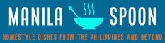 the logo for manila spoon, which features a bowl with soup and chopsticks in it