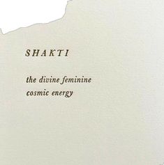 a piece of paper with the words shakti written in black ink on it