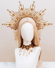 Sun Crown, Halo Headpiece, Crown Halo, Festival Headpiece, Headpiece Diy, Halo Halo, Halo Crown