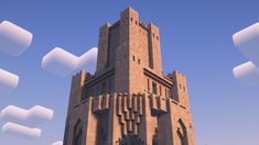 an image of a very tall building that is surrounded by white cubes in the air