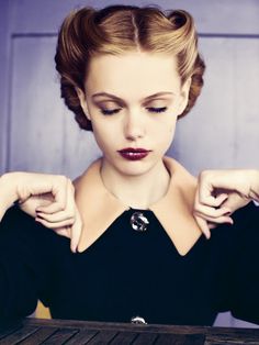 BEAUTIFUL! reminds me of those classic pictures from grandmas teen days...deep red lipstick, fair skin and perfect hair