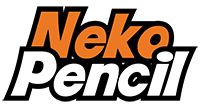 the neko pencil logo is orange and black