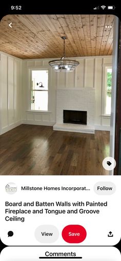 an empty living room with white walls and wood flooring on the bottom right hand corner