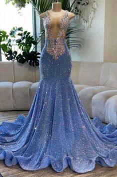 Mermaid Plus Size, Prom Dresses Black Women, Prom Dress Gold, Backless Prom Dress, Prom Dress Pictures, Robes D'occasion, Dresses Black Women, Blue Prom Dress, Prom Dresses Black