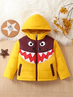 Multicolor Casual Collar manga larga Tela tricotada Dibujos animados Chaqueta plumífera Embellished No-Elástico Boys Winter Coats, Boy Cartoon, Boy Outerwear, Padded Coat, Winter Coats, Boys Clothing, Kids Beachwear, Puffer Coat, Winter Coat