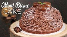 a chocolate cake sitting on top of a white plate