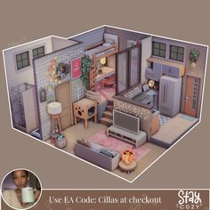 Sims 4 Chicken Cc, Sims 4 Roommate Apartment, Sims Floor Plans Layout, Sims 4 Academia, Sims 4 For Rent Builds, Cute Sims House, Sims 4 Layout Ideas, Sims Cc Pack, The Sims 4 Houses Ideas