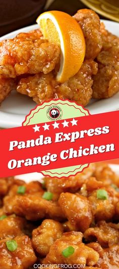 orange chicken is served on a white plate