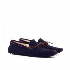 Custom Driver in Navy Blue and Dark Brown Suede 3 Mens Driving Loafers, Custom Made Shoes, Driving Moccasins, Leather Artisan, Driving Loafers, Driving Shoes, Custom Shoes, Brown Suede, Leather Slip Ons