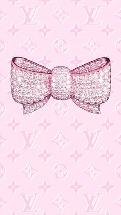 a pink bow with lots of diamonds on it