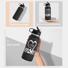 the instructions on how to use a water bottle for mom's day gift ideas