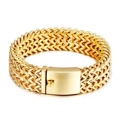 High polished Gold Stainless Steel Chain Bracelet for men Stainless Steel Bracelet Men, Engraved Cuff, Color Bracelet, Chain Bracelets, Gold Bracelets, Mesh Bracelet, Bangle Bracelets With Charms, Hinged Bracelet, Gold Bangle Bracelet