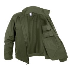 Rothco's Lightweight Concealed Carry Jacket has 2 inner pockets for concealed carry, one on each side, as well as 2 inner pockets on each side. The mirroring pockets on both the left and right, give the jacket a unique ambidextrous feature. This tactical jacket is made from a lightweight cotton/polyester blend and features 2 zippered front pockets & adjustable button wrist closures. Color: Olive Drab Sizes: Small-3XL Features: Tactical Jacket Features A Concealed Carry Pocket On Each Side For Am Concealed Carry Jacket, Tactical Style, Tactical Jacket, Velcro Patches, Jersey Jacket, Canvas Jacket, Military Outfit, Long Sleeve Jersey, Left And Right