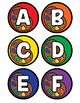 the letters are arranged in different colors and shapes to spell abc, d, e, f