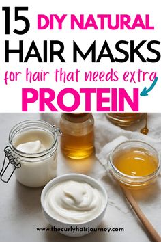 15 DIY Protein Hair Masks & Treatments For Damaged Hair – The Curly Hair Journey Hair Strengthening Mask, Treatments For Damaged Hair, Hair Masks For Dry Damaged Hair, Protein Hair Mask, Extremely Dry Hair, Curly Hair Journey, Protein Hair, Diy Hair Mask For Dry Hair, Deep Conditioning Hair Mask