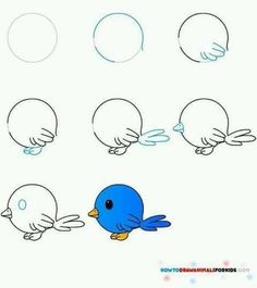 how to draw a blue bird with hands